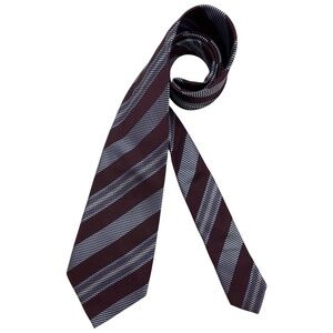 ERMENEGILDO ZEGNA COUTURE Burgundy/Blue Striped Silk LUXURY Tie ITALY